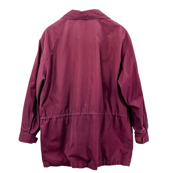 Vintage 90s Eddie Bauer Wool Lined Chore Coat Utility Parka Maroon Red Large EUC - Picture 2 of 16